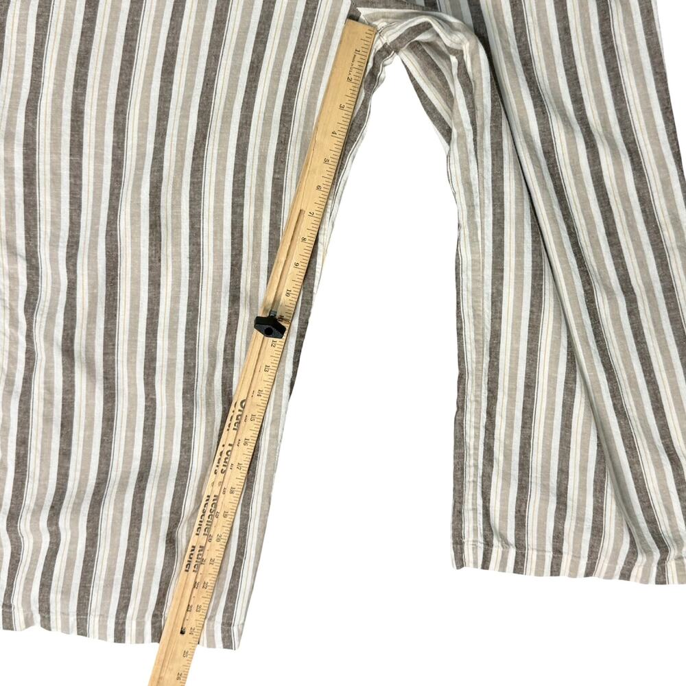 Calvin Klein White Beige Mock Neck Pinstripe Linen Blend Cropped Jumpsuit sz 12 - Picture 9 of 16